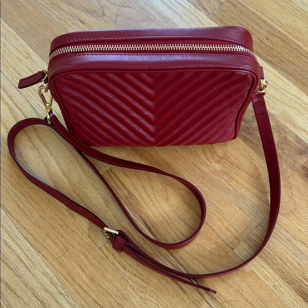 Quince Burgundy Quilted Crossbody Bag - Picture 3 of 5